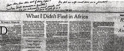 Las notas de Cheney en el artículo de Wilson