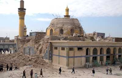 El santuario shií de Samarra después de la explosión